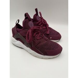 Nike Huarache Run Kids Sneakers Burgundy Maroon White Shoes Youth Size 3
